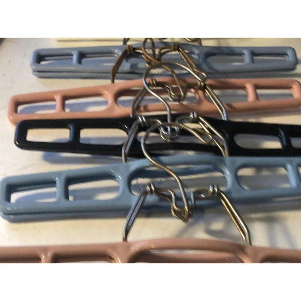 8 Retro Skirt Pants Slacks Hangers Acrylic Multi  Colors Clamp Hangers 11” Tamor